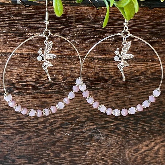Silver FAIRY EARRINGS BELIEVE in MAGIC hoop FAIRY CRYSTAL BALL EARRINGS new - Picture 10 of 10